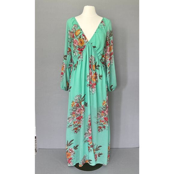 Auguste Dresses & Skirts - Auguste the Label Jennifer Maxi Dress Green Floral Boho Lightweight Lined Size S